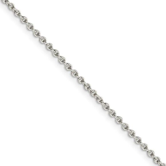 2mm Sterling Silver Classic Solid Cable Chain Necklace 20 Inch